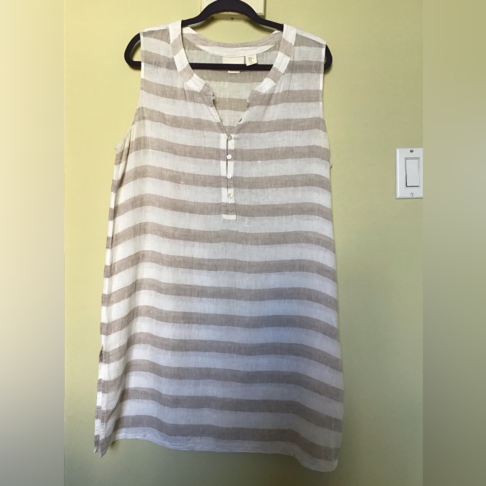 Linen sleeveless long blouse